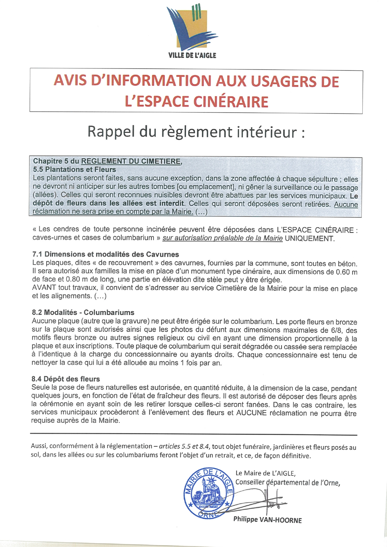 Nettoyage de l'espace cinéraire